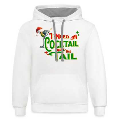 BENNETT PEACH NEED A COCKTAIL Contrast Hoodie - white/gray