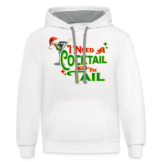 BENNETT PEACH NEED A COCKTAIL Contrast Hoodie - white/gray