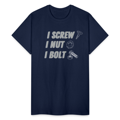 FUNNY SCREW NUT BOLT Gildan Ultra Cotton Adult T-Shirt - navy