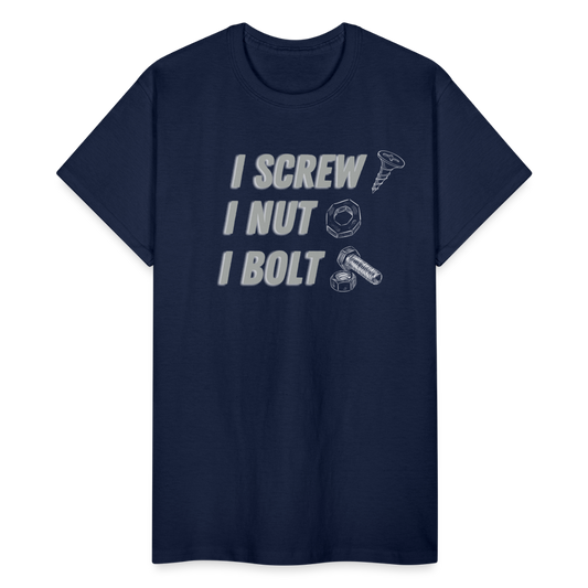 FUNNY SCREW NUT BOLT Gildan Ultra Cotton Adult T-Shirt - navy