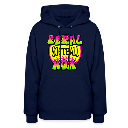 FERAL SOFTBALL MOM Women's Hoodie - navy