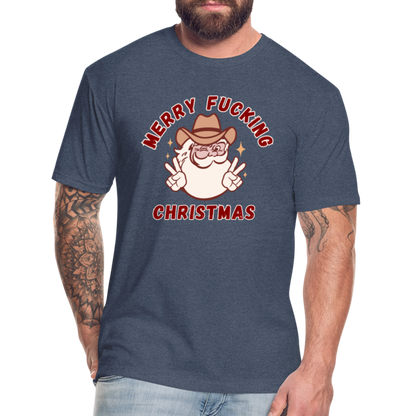 MERRY F*CKING CHRISTMAS Fitted Cotton/Poly T-Shirt by Next Level - heather navy