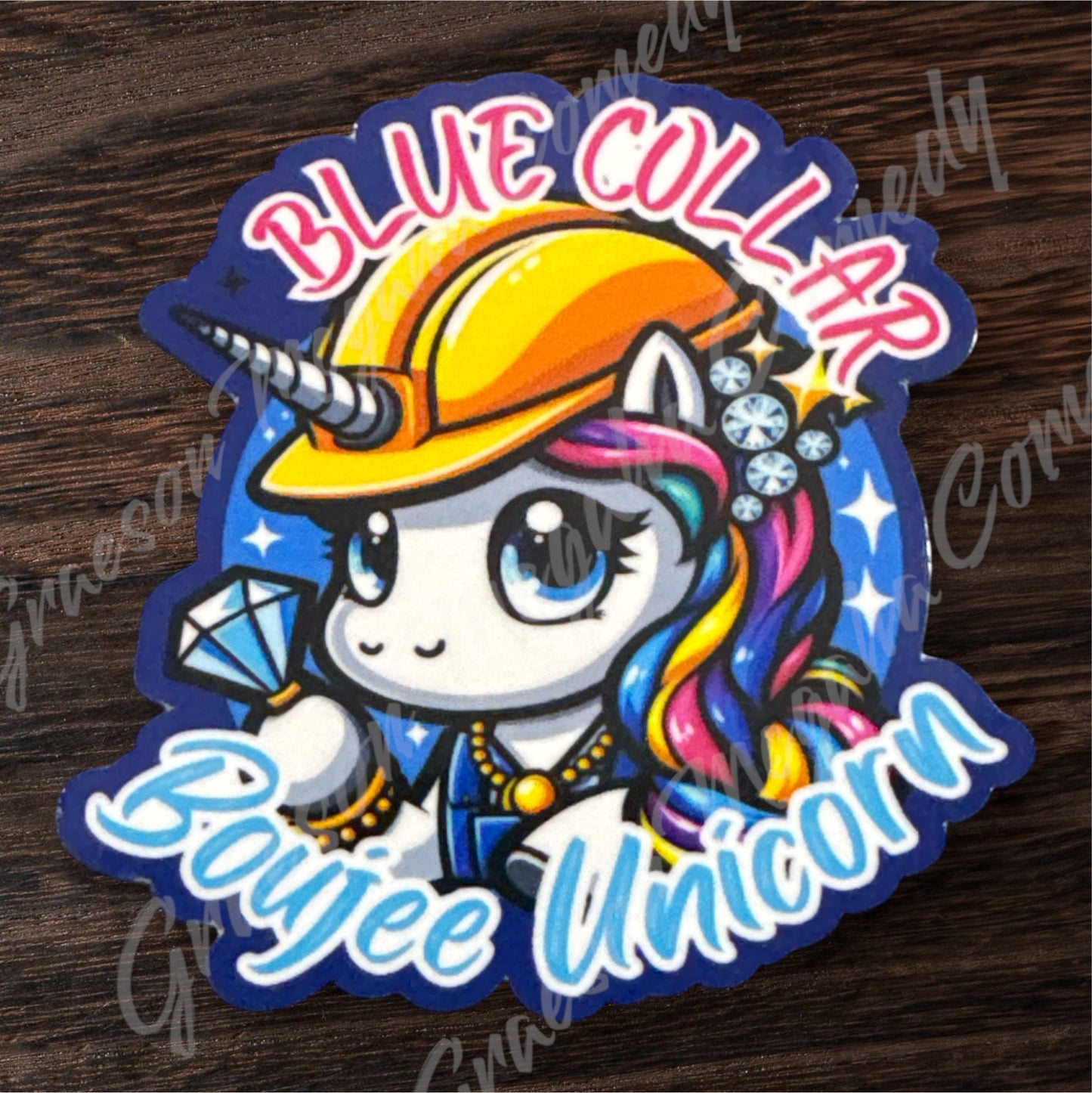Blue Collar Boujee Unicorn 3x3in Sticker #20