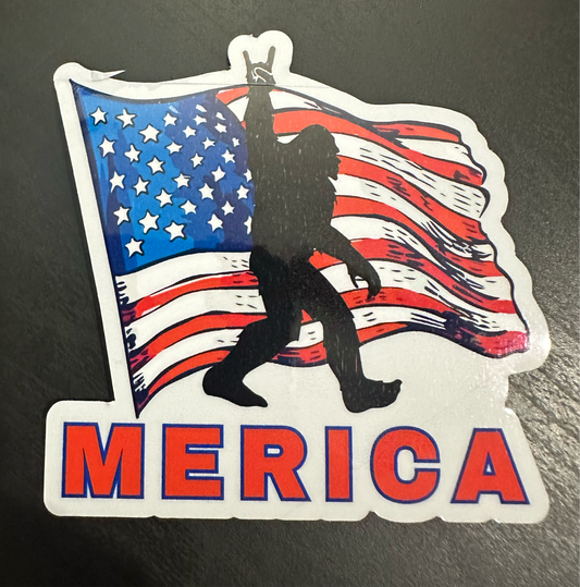 Bigfoot “MERICA” 2.98"x2.81" inch Vinyl Sticker #87