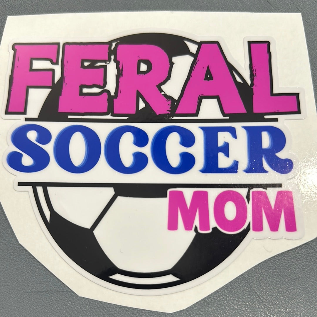 Feral Soccer Mom Pink 5x4.5 inch Vinyl Decal
