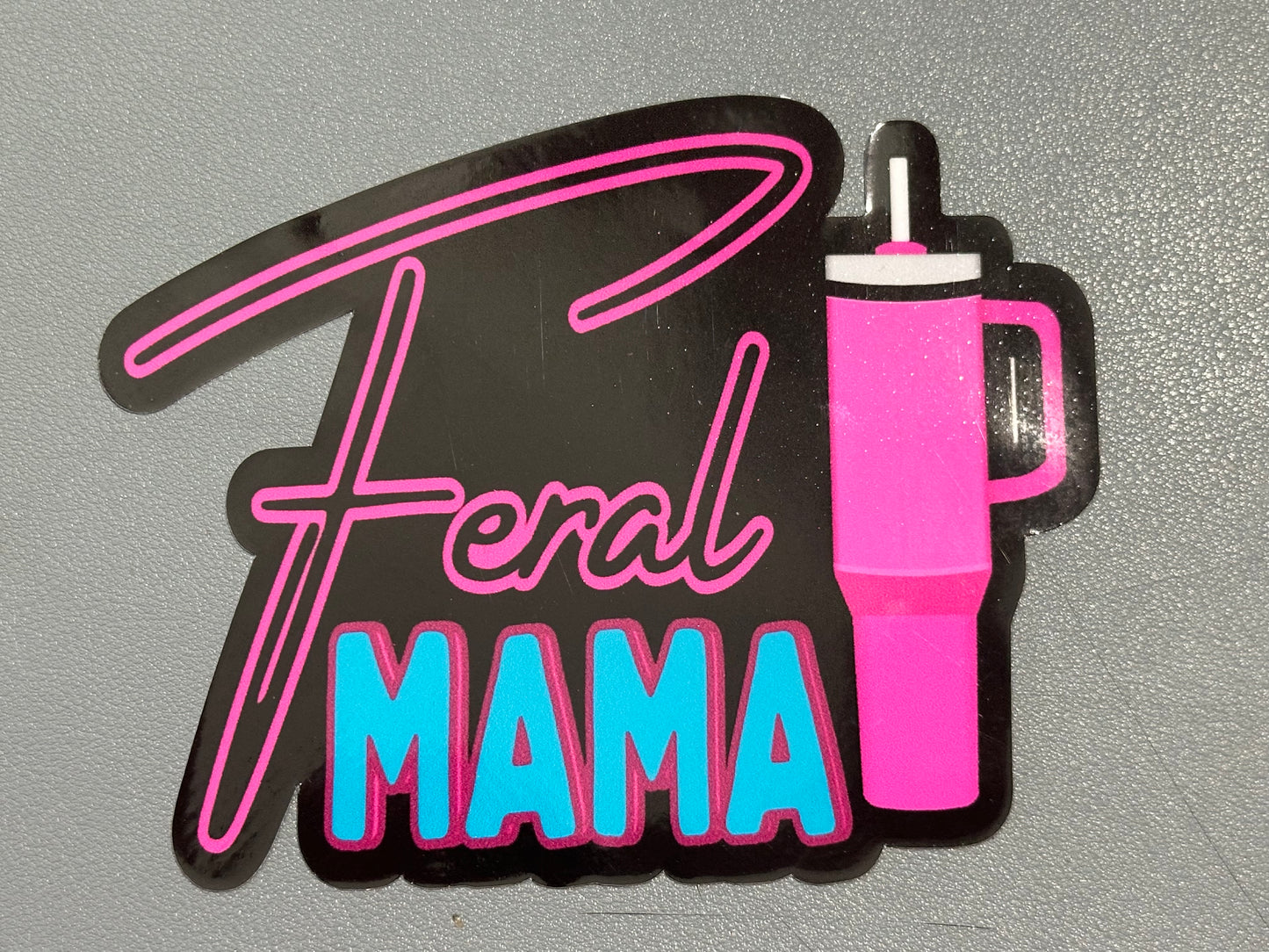 Feral mama cup vinyl decal 5x4 inches