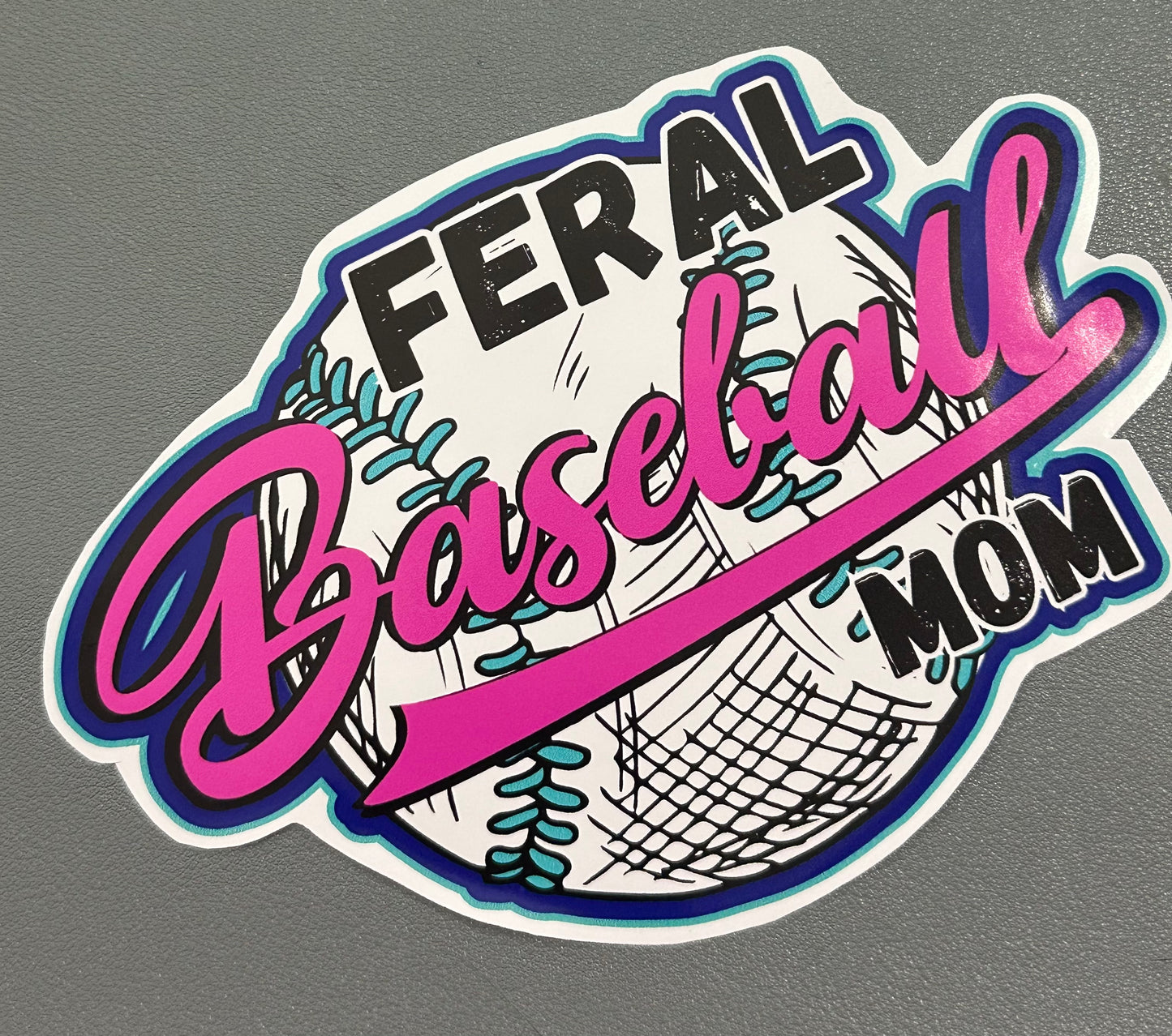 Feral Baseball Mom 6x4 inch Decal