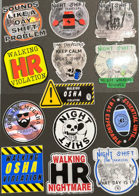 Graeson Mcgaha Comedy-Tool Box Mini Sticker Pack-PLEASE READ DESCRIPTION for sizes