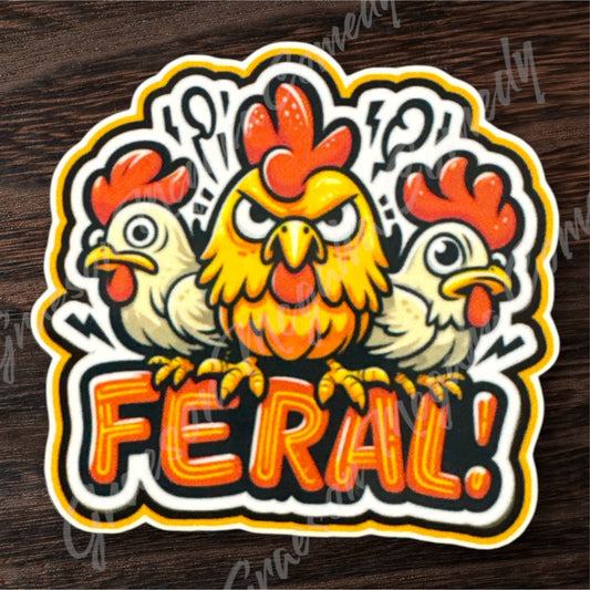Feral Chicken 3.1x3in Sticker #86