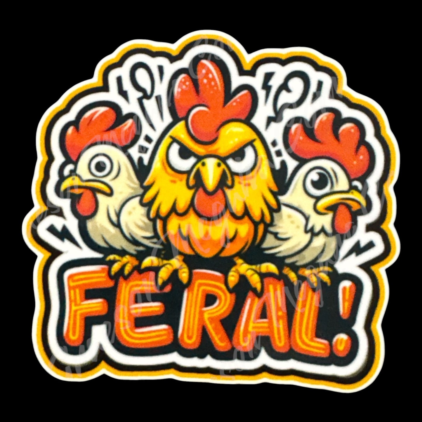 Feral Chicken 3.1x3in Sticker #86