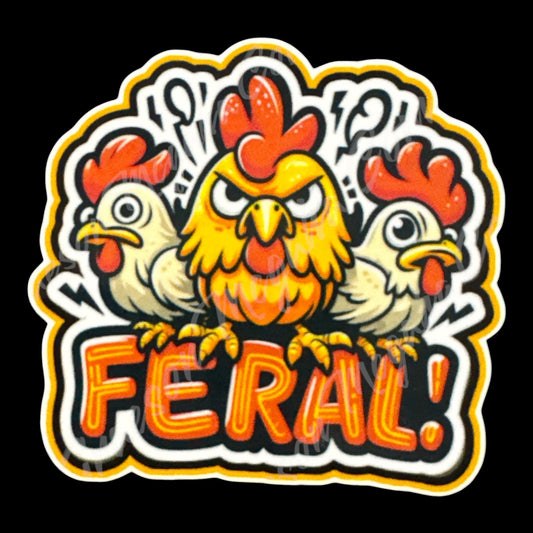 Feral Chicken 3.1x3in Sticker #86