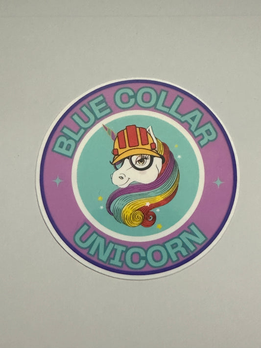 Blue Collar Unicorn Purple 3x3 inch Vinyl Sticker