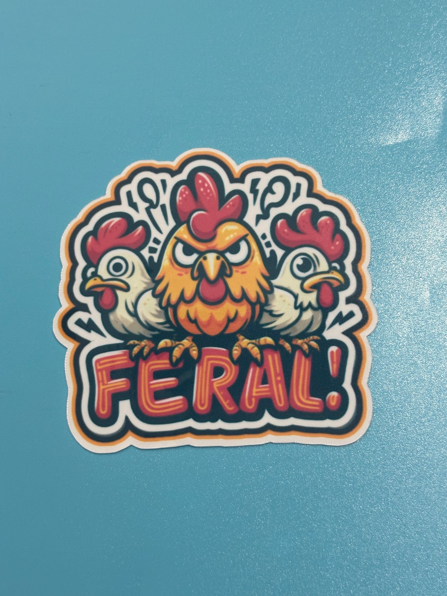 Feral Chicken 3x3 inch Vinyl Sticker