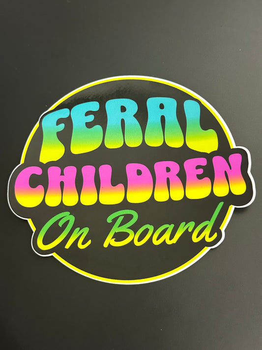 Feral Children on Board Decal Sticker 3.5x3 inches