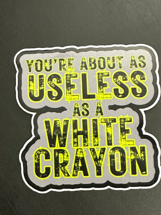 White Crayon 3"x3" inch Vinyl Sticker #103