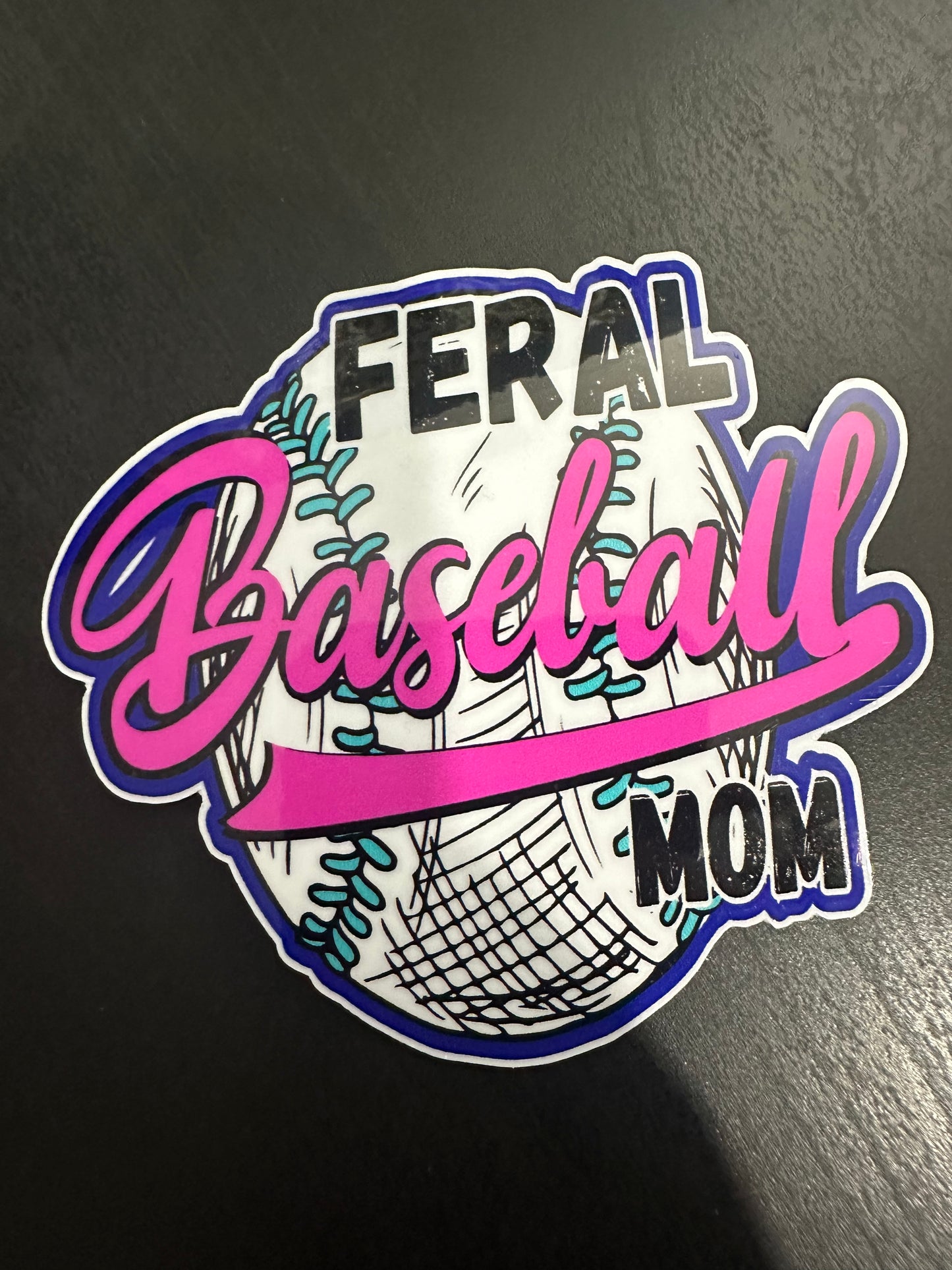 Feral Baseball Mom Vinyl Sticker 3.3x2.8 inch