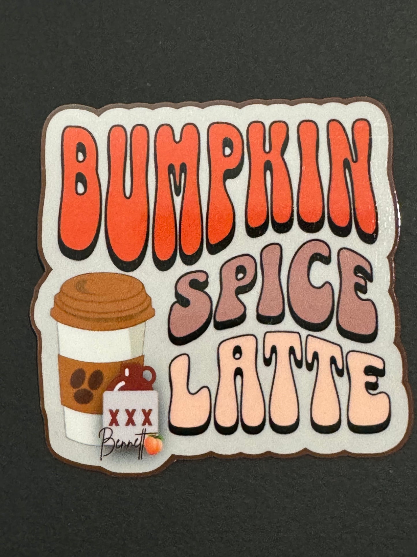 Bennett Peach Bumpkin Spice Latte 3x3 inch Vinyl Sticker