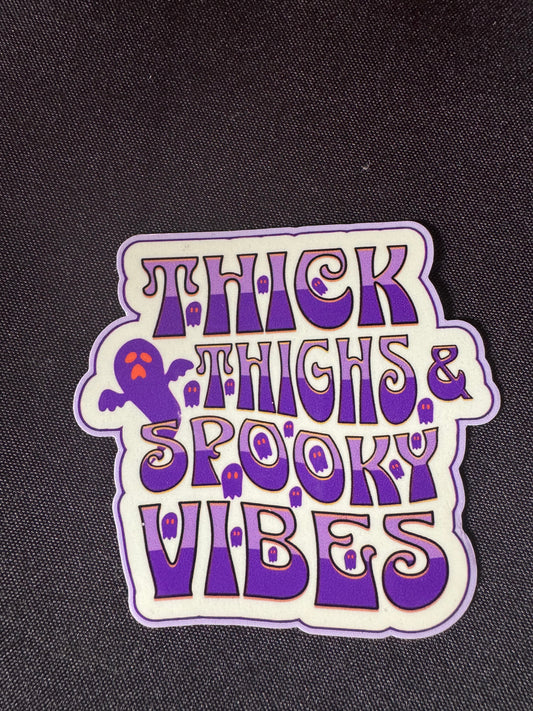 Bennett Peach Thick Thighs Spooky Vibes 3x3 inch Sticker