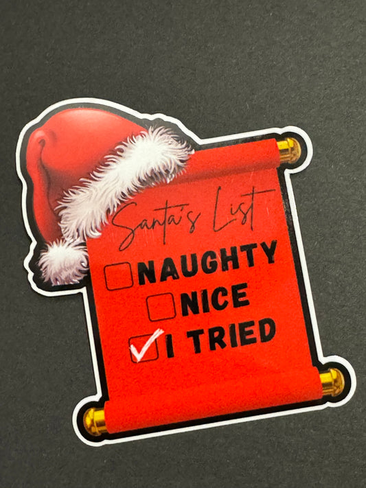 SANTAS LIST 3X3.2 INCH VINYL DECAL/STICKER