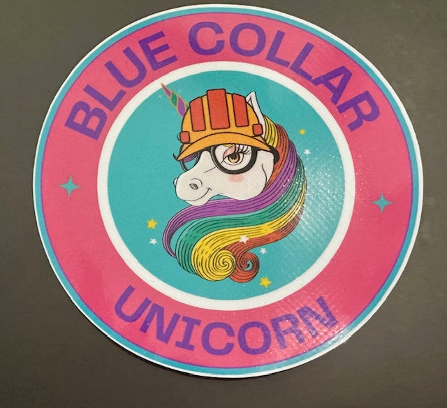 Blue Collar Unicorn 5"x5" inch Vinyl Decal
