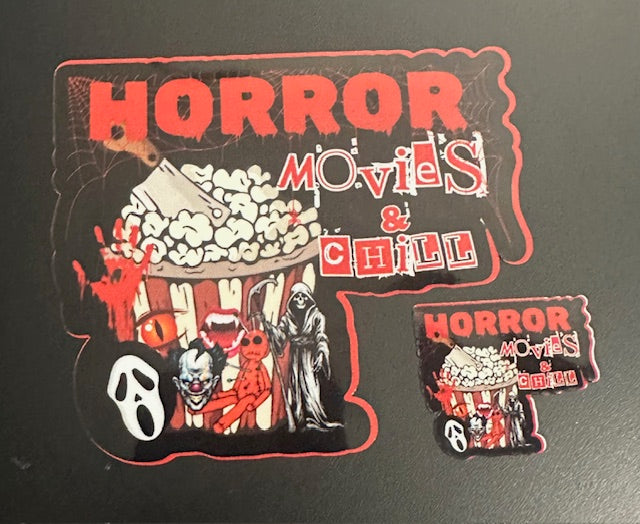HORROR AND CHILL 2 PACK:  3"X3.5" and 1"x1" inch Vinyl Stickers