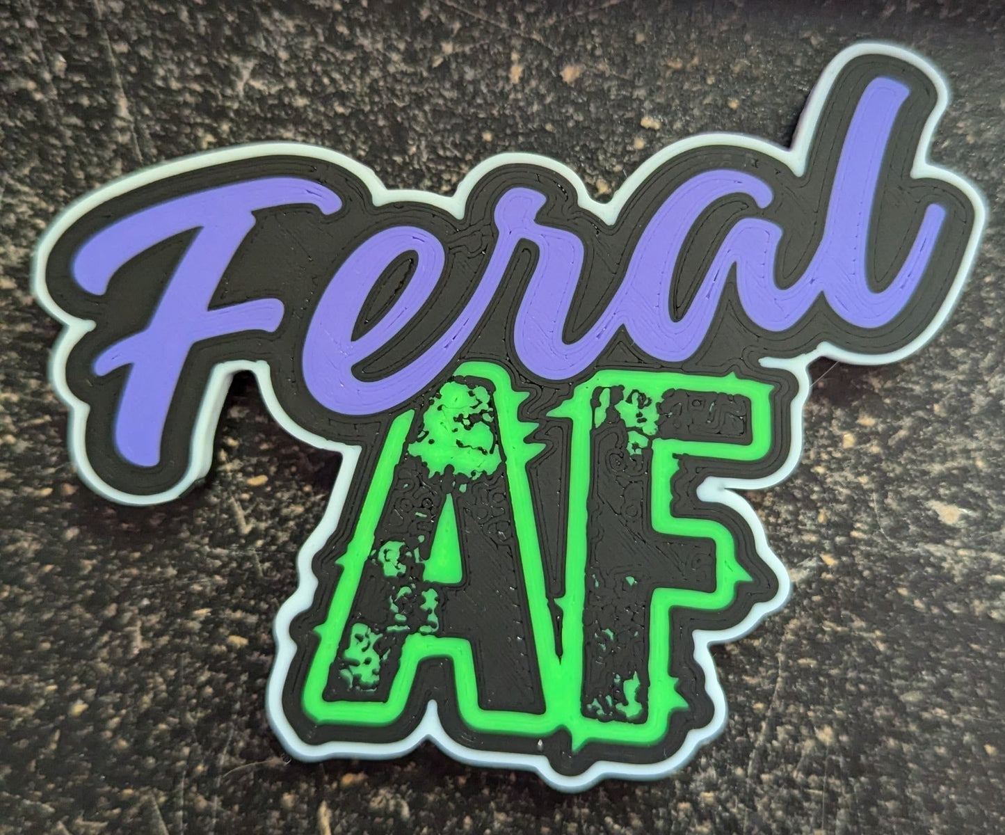 Feral AF Green / Purple Keychain