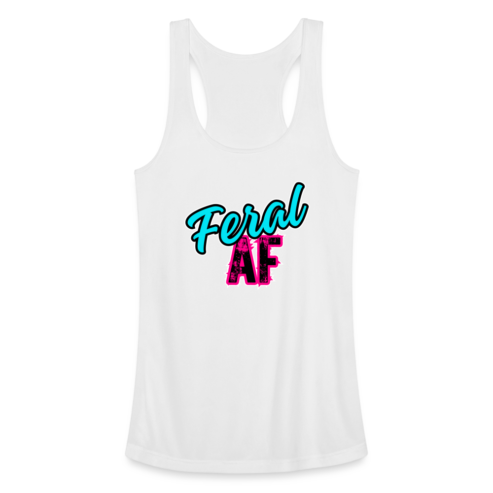 FERAL AF Women’s Performance Racerback Tank Top - white