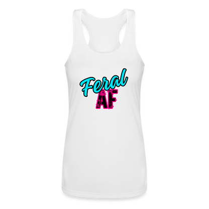 FERAL AF Women’s Performance Racerback Tank Top - white