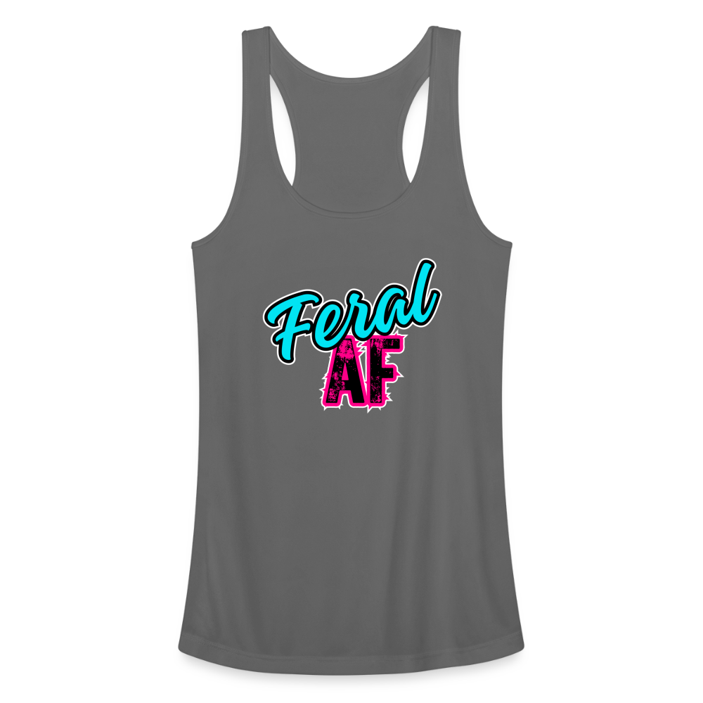 FERAL AF Women’s Performance Racerback Tank Top - charcoal