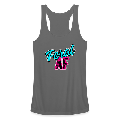 FERAL AF Women’s Performance Racerback Tank Top - charcoal