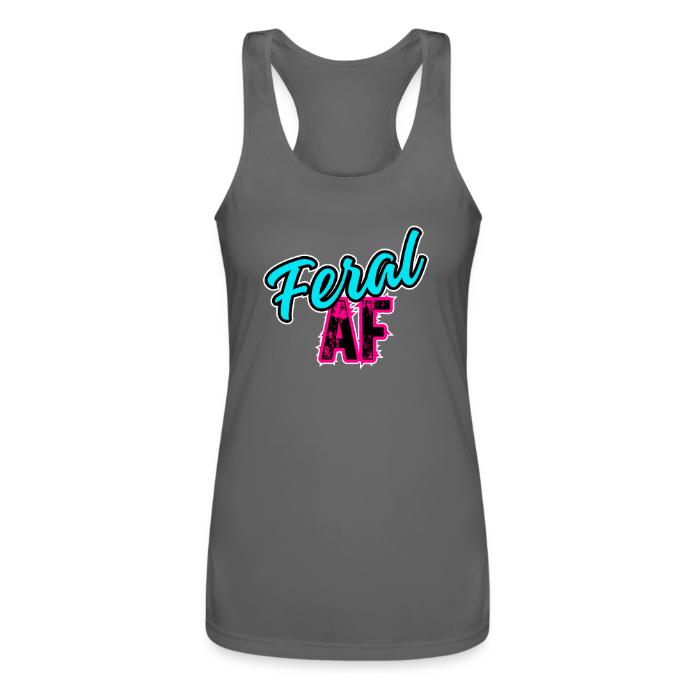 FERAL AF Women’s Performance Racerback Tank Top - charcoal