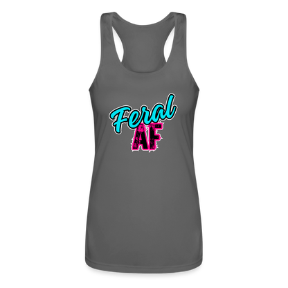 FERAL AF Women’s Performance Racerback Tank Top - charcoal