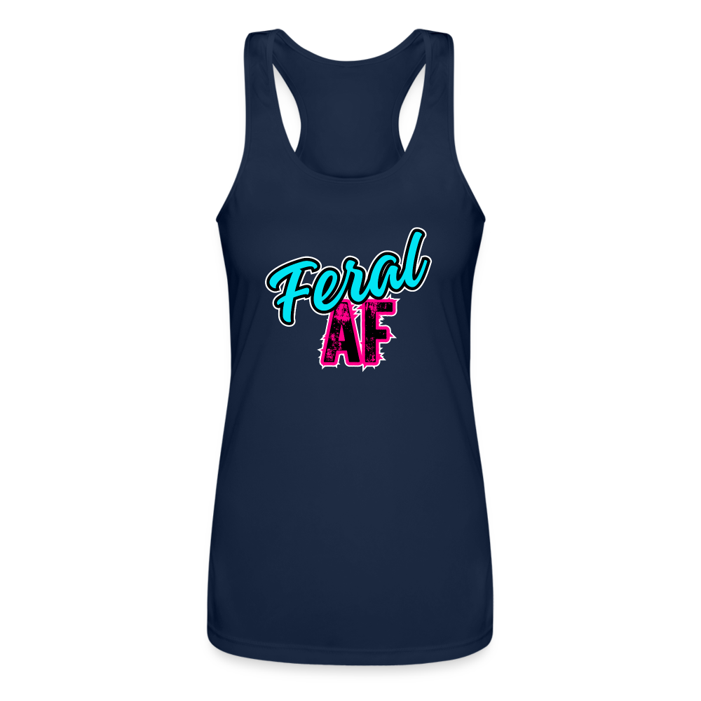 FERAL AF Women’s Performance Racerback Tank Top - navy