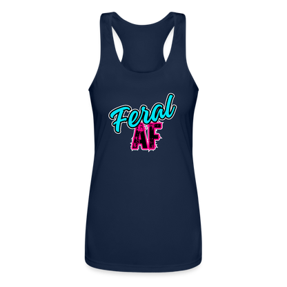 FERAL AF Women’s Performance Racerback Tank Top - navy