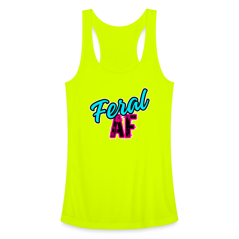 FERAL AF Women’s Performance Racerback Tank Top - neon yellow