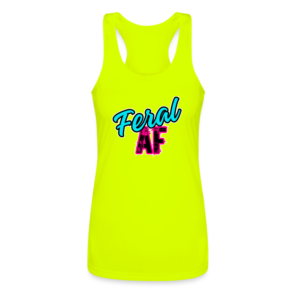 FERAL AF Women’s Performance Racerback Tank Top - neon yellow