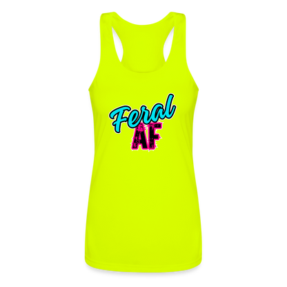 FERAL AF Women’s Performance Racerback Tank Top - neon yellow