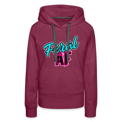 FERAL AF Women’s Premium Hoodie - burgundy