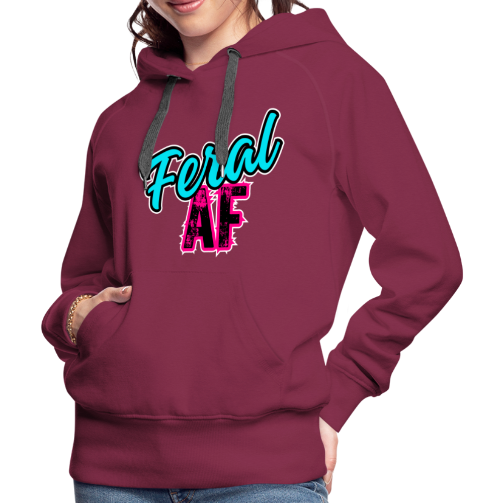 FERAL AF Women’s Premium Hoodie - burgundy