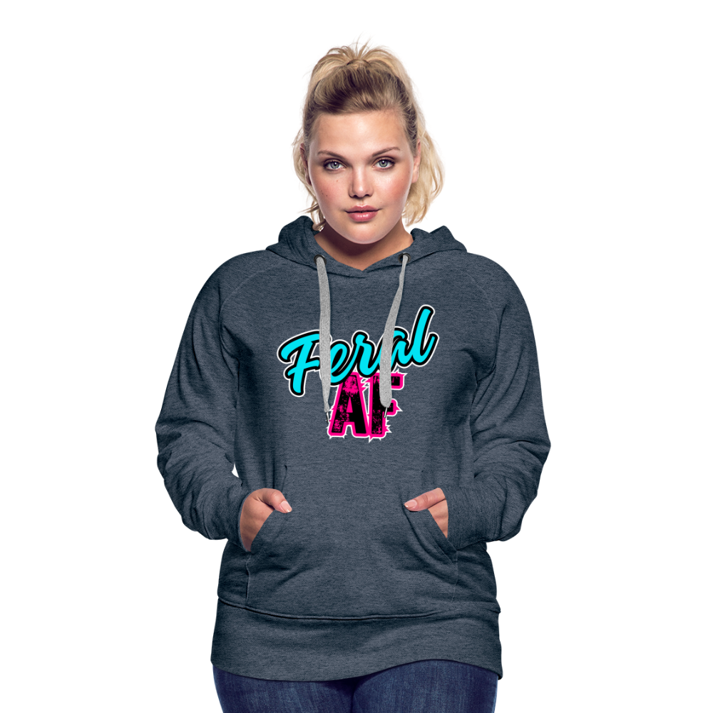 FERAL AF Women’s Premium Hoodie - heather denim