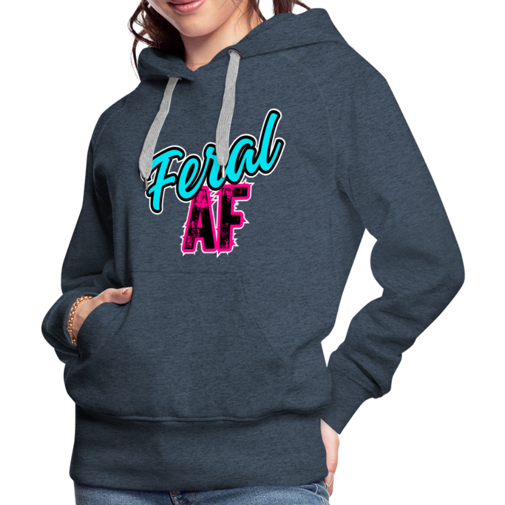 FERAL AF Women’s Premium Hoodie - heather denim