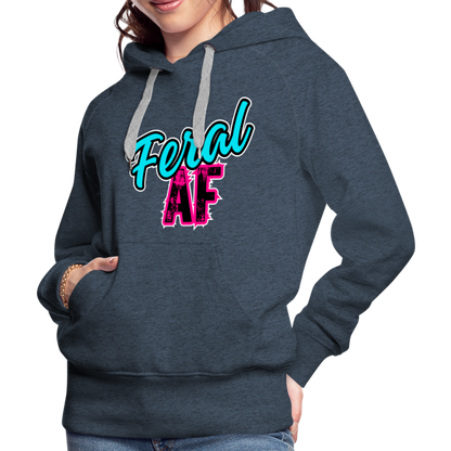 FERAL AF Women’s Premium Hoodie - heather denim