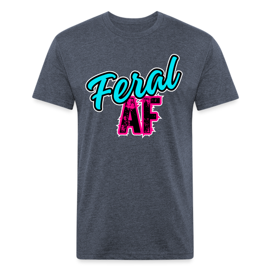 FERAL AF Fitted Cotton/Poly T-Shirt by Next Level - heather navy