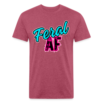 FERAL AF Fitted Cotton/Poly T-Shirt by Next Level - heather burgundy