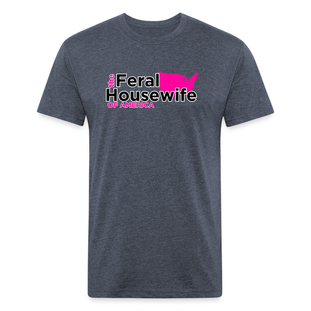 FERAL HOUSEWIFE Fitted Cotton/Poly T-Shirt by Next Level - heather navy