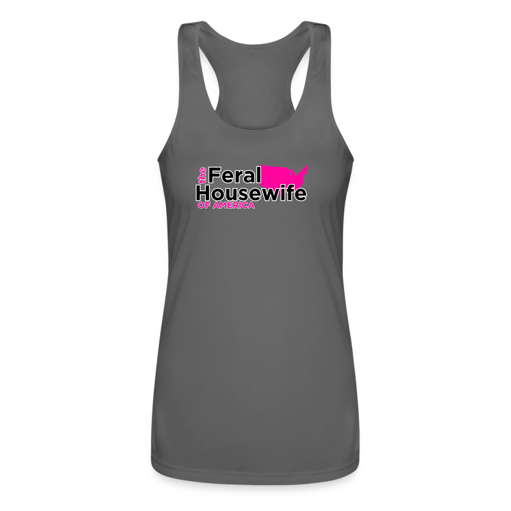 FERAL HOUSEWIFE Women’s Performance Racerback Tank Top - charcoal