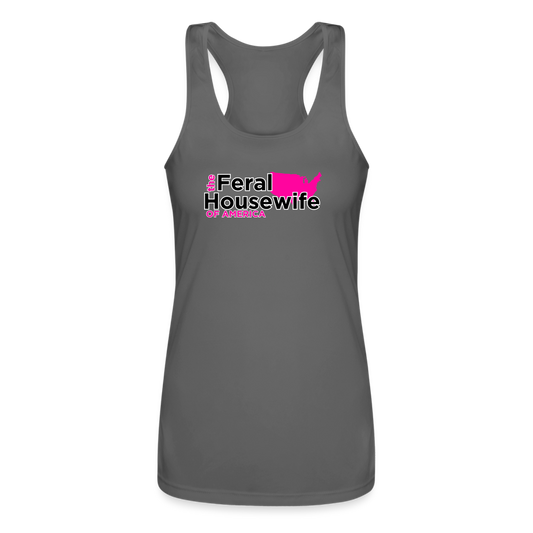 FERAL HOUSEWIFE Women’s Performance Racerback Tank Top - charcoal