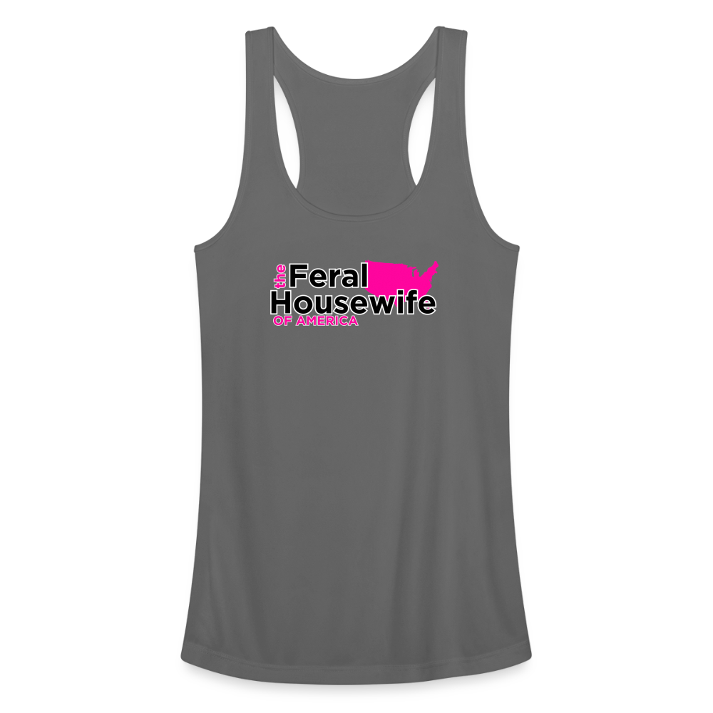 FERAL HOUSEWIFE Women’s Performance Racerback Tank Top - charcoal