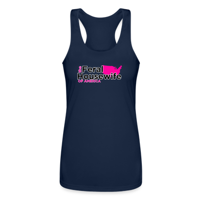 FERAL HOUSEWIFE Women’s Performance Racerback Tank Top - navy