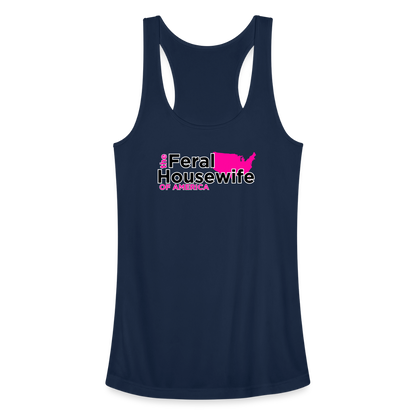 FERAL HOUSEWIFE Women’s Performance Racerback Tank Top - navy